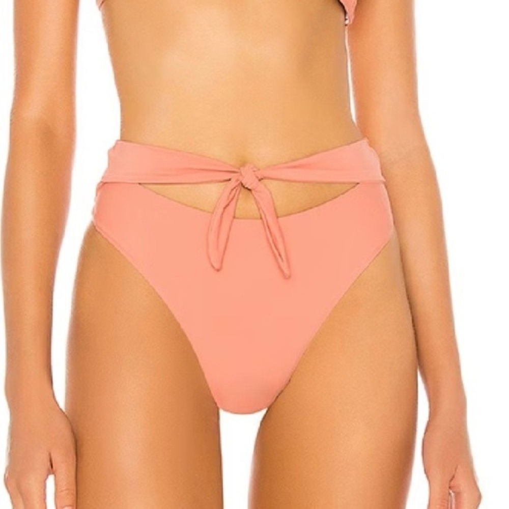 NWT Superdown Revolve Womens Katrina Rose High Waisted Tie Front Bikini Bottom L